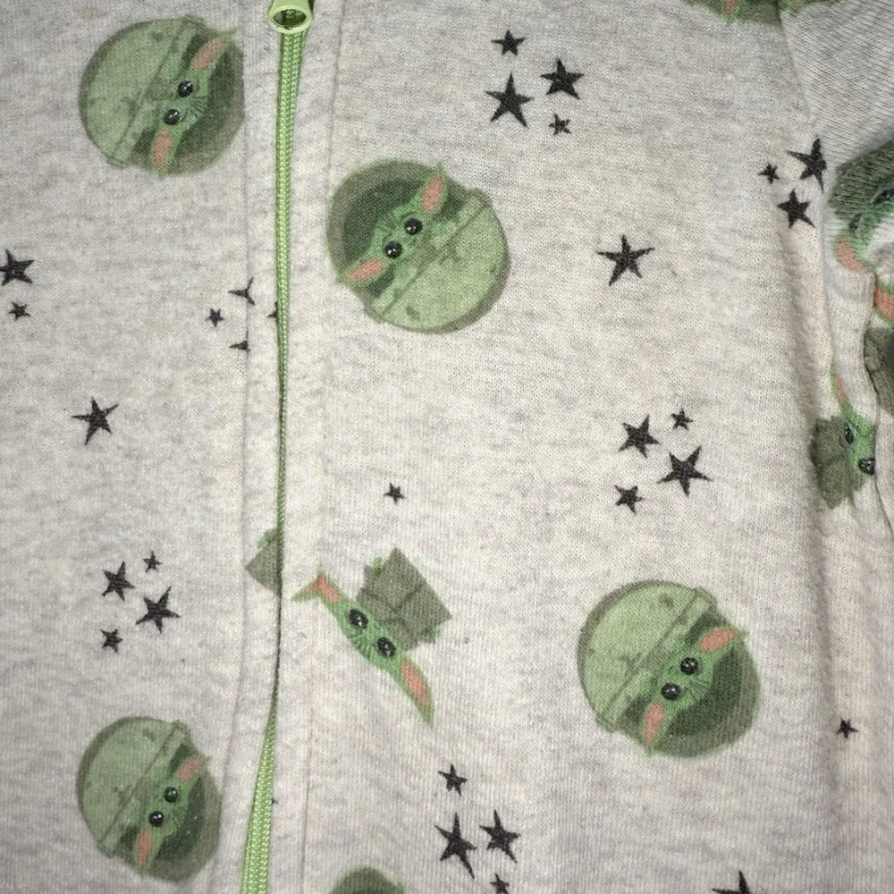 Star Wars Grogu Baby Yoda Toddler One Piece Hooded‎ Pajama Size 24M